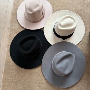 Bundle of Women's Fedora Hat - Black, Gray, Cream, Light Pink